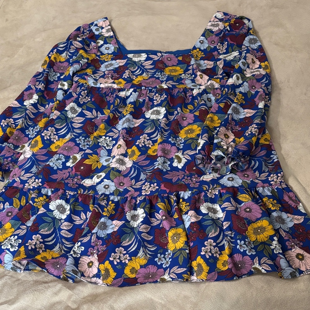 BCBGeneration Blue Floral Babydoll Dress
